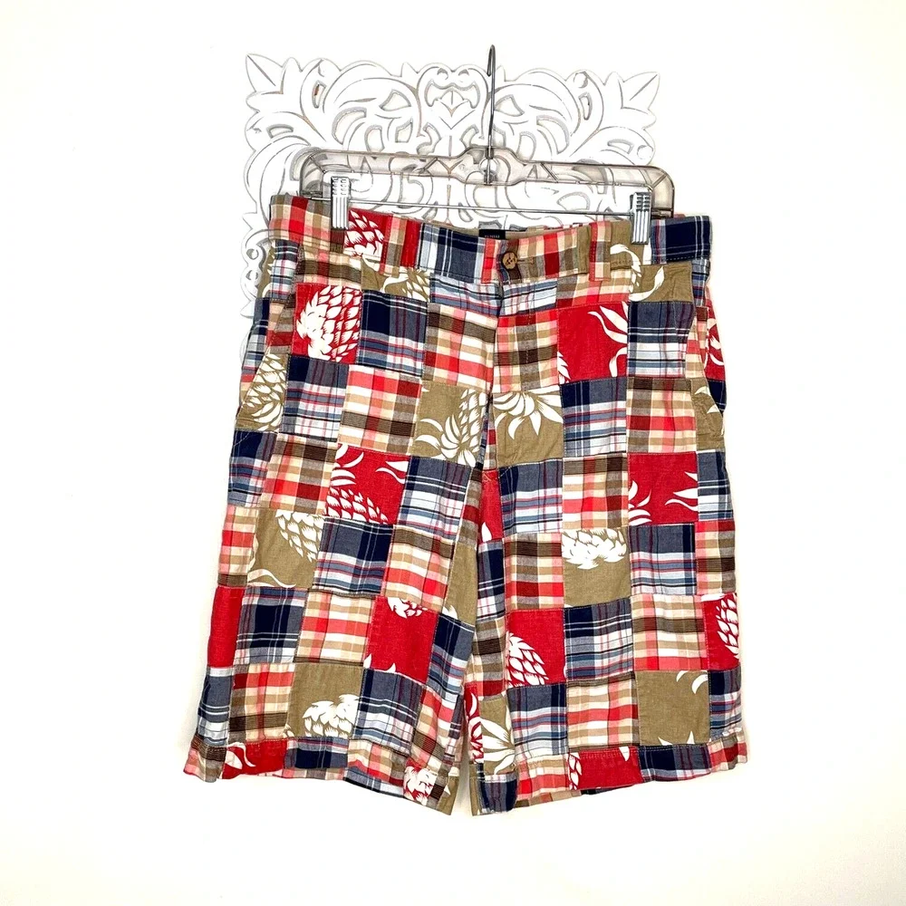 IZOD Men's 33 Patchwork Madras Shorts 100% Cotton Plaid Floral Preppy India